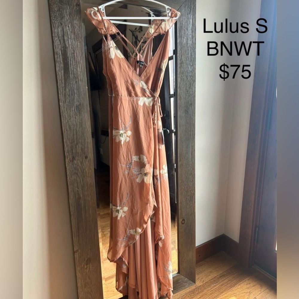 Lulu's Peach Floral High Low Dress